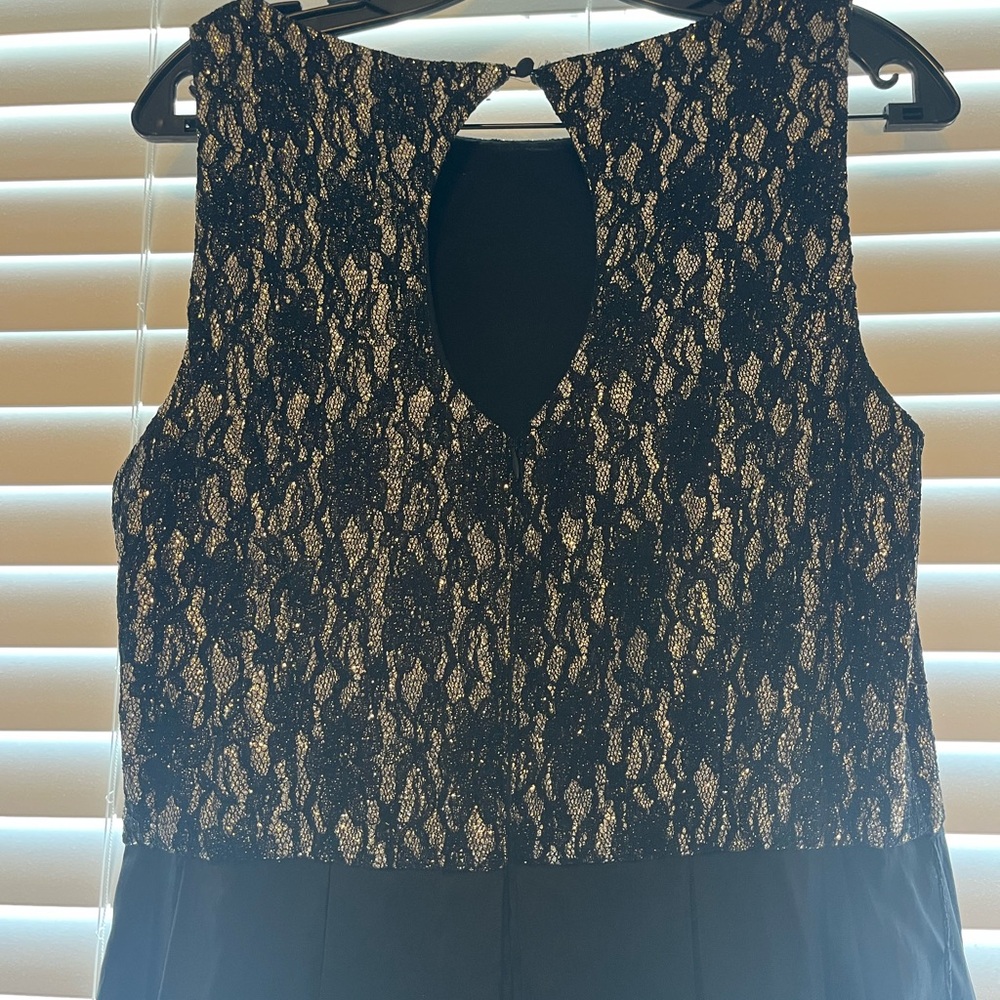 Eliza J Mixed Media Black & Gold Tulle Evening Gown, Size 12